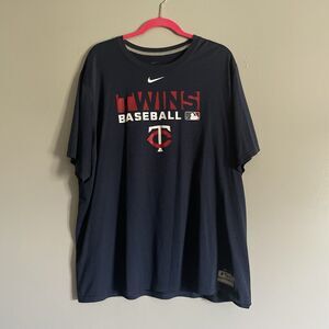 Minnesota Twins Shirt Mens 2XL Navy Blue MLB Baseball Nike Dri-FIT Authentic Tee